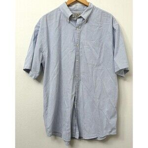LL Bean Blue & White Striped Searsucker Button Down Shirt Classic Preppy Men's L